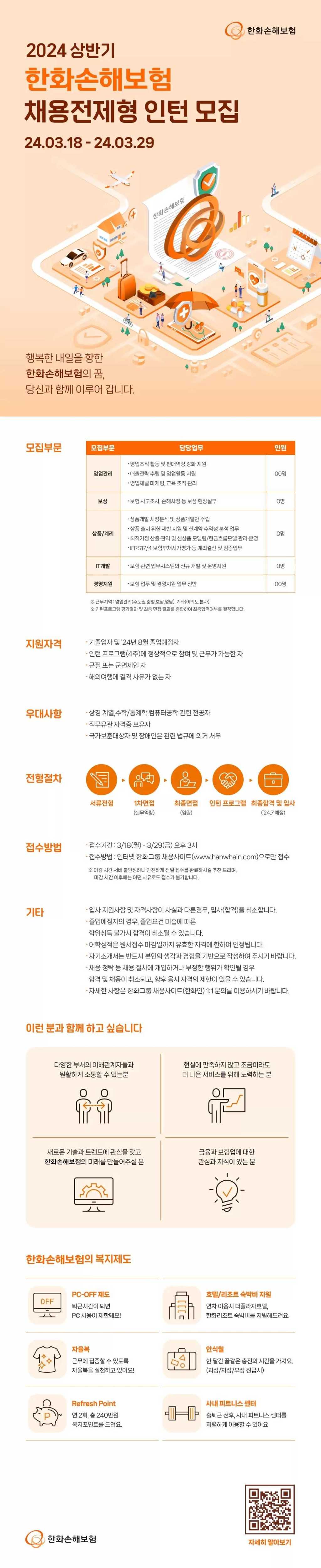 [한화손해보험] 2024년 상반기 채용전제형 인턴 모집