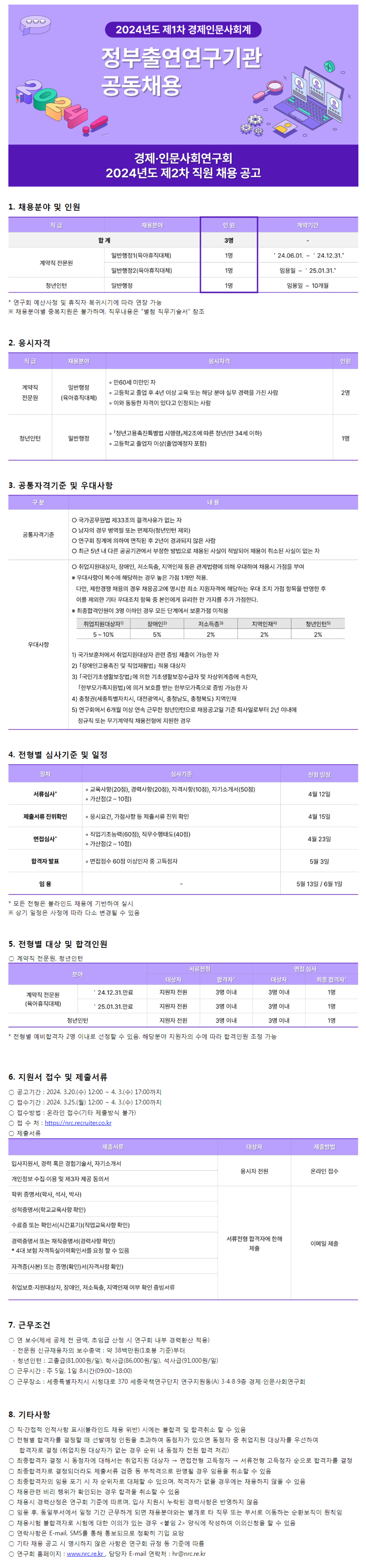 [경제인문사회연구원] 2024년도 제 2차 각 분야별 직원 채용