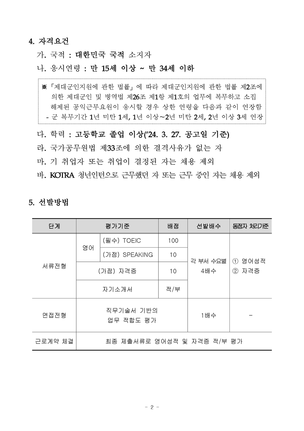 [KOTRA] 2024 2기 청년인턴 채용