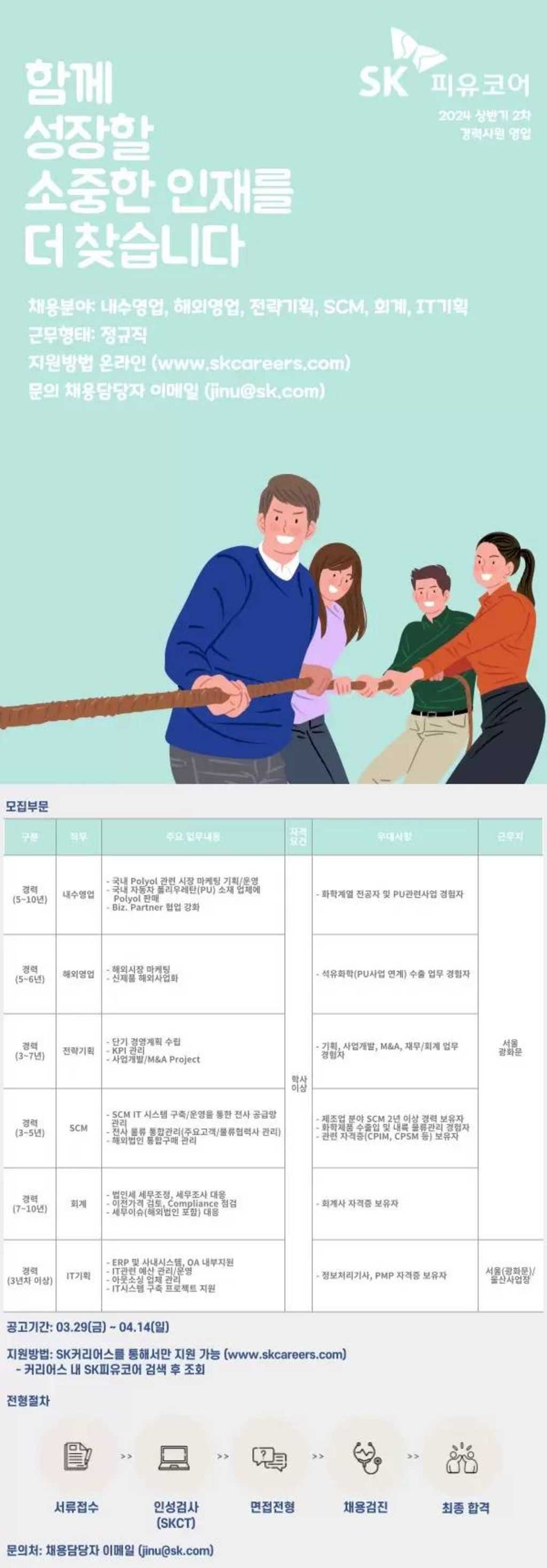 [SK피유코어] 24년 상반기 2차 경력사원 모집