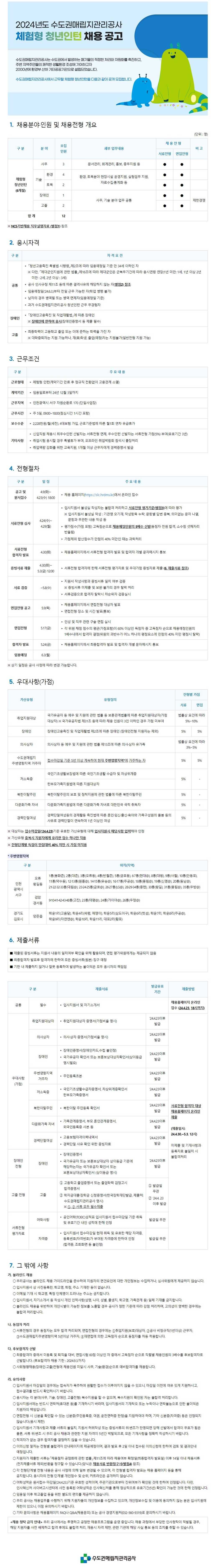 [수도권매립지관리공사] 2024년도 체험형 청년인턴 채용