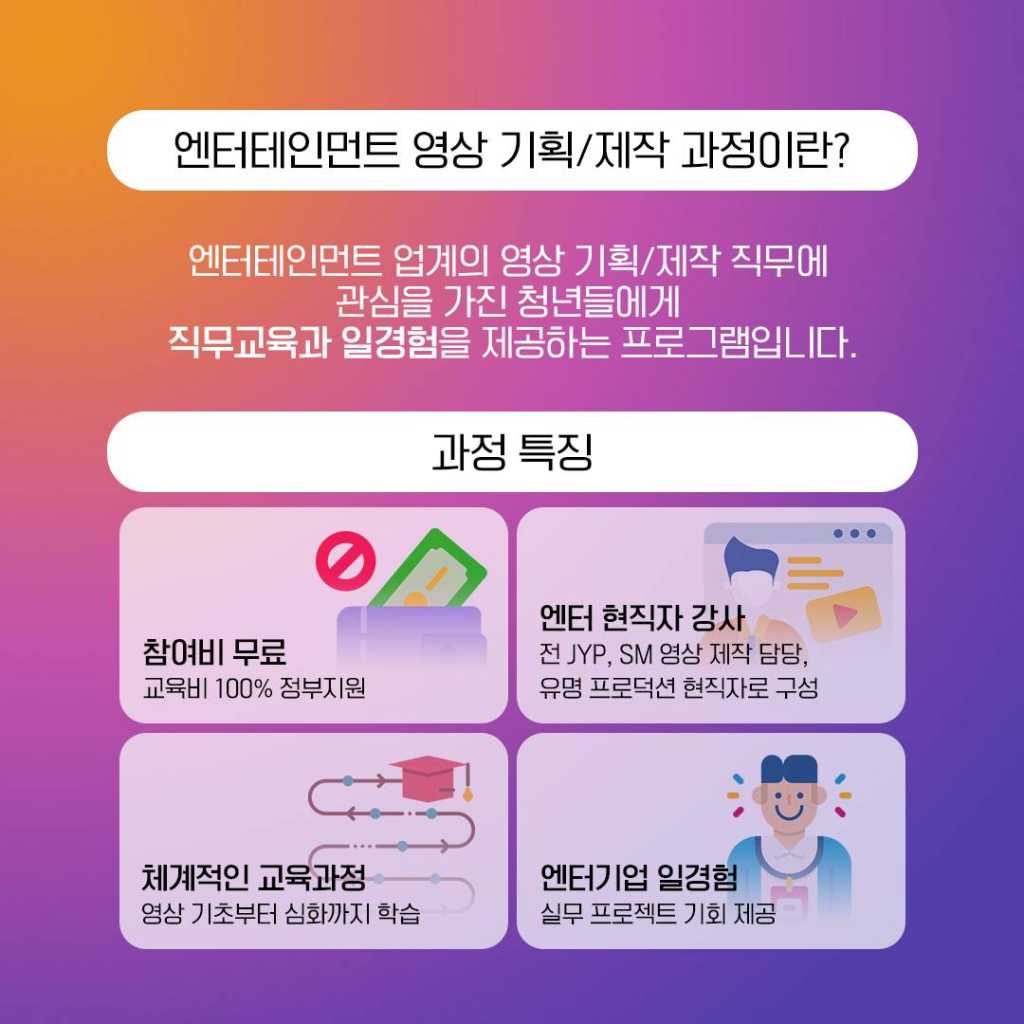 2024 미래내일 일경험 지원사업 엔터테인먼트 영상 기획/제작 과정 1기 참여자 모집