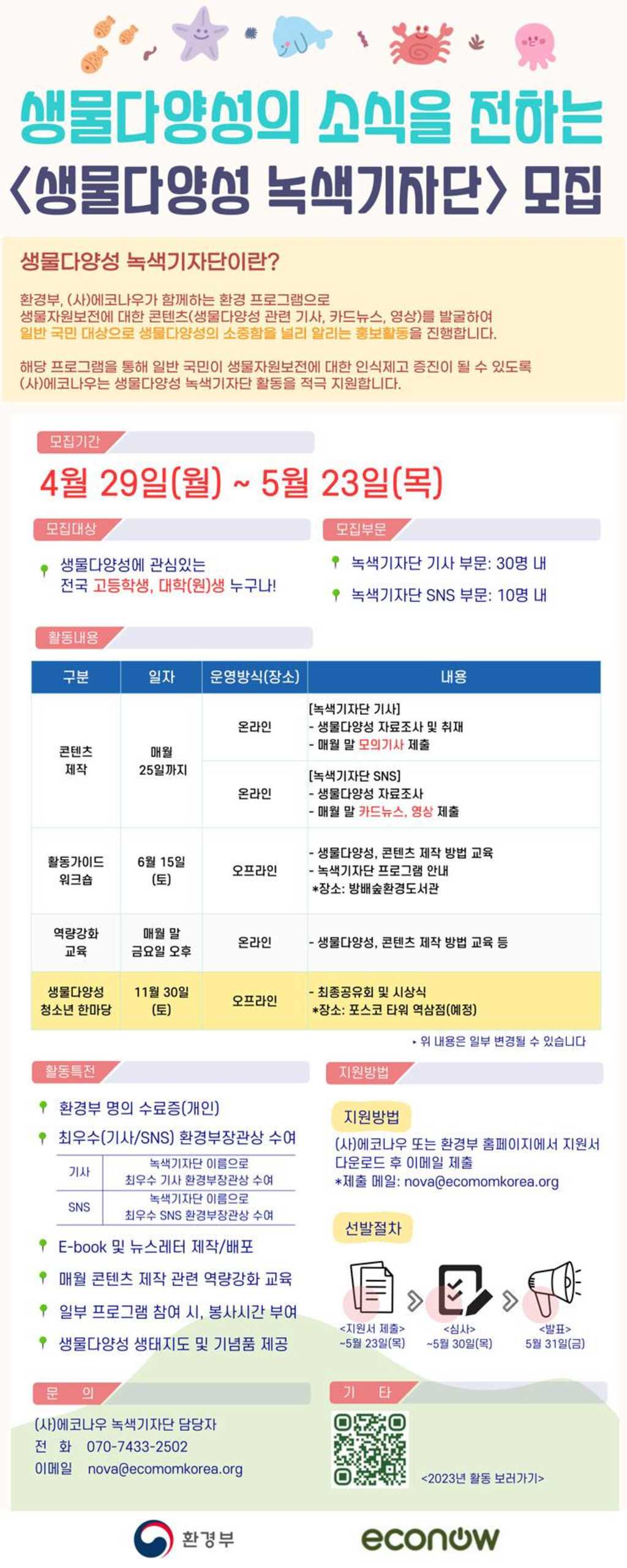 2024년 생물다양성 녹색기자단 모집