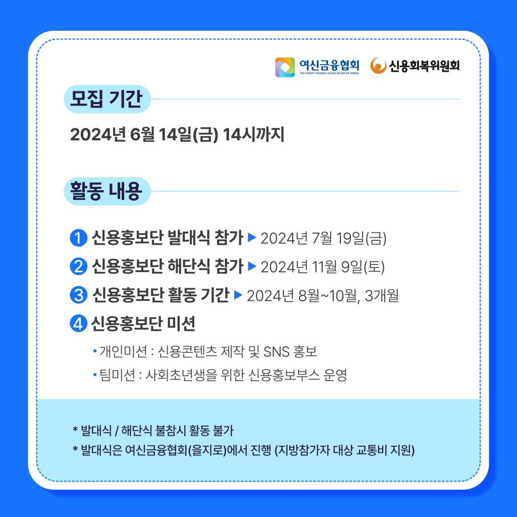 [여신금융협회] 제8기 서포크레딧 대학생 신용홍보단 모집(~6/14)