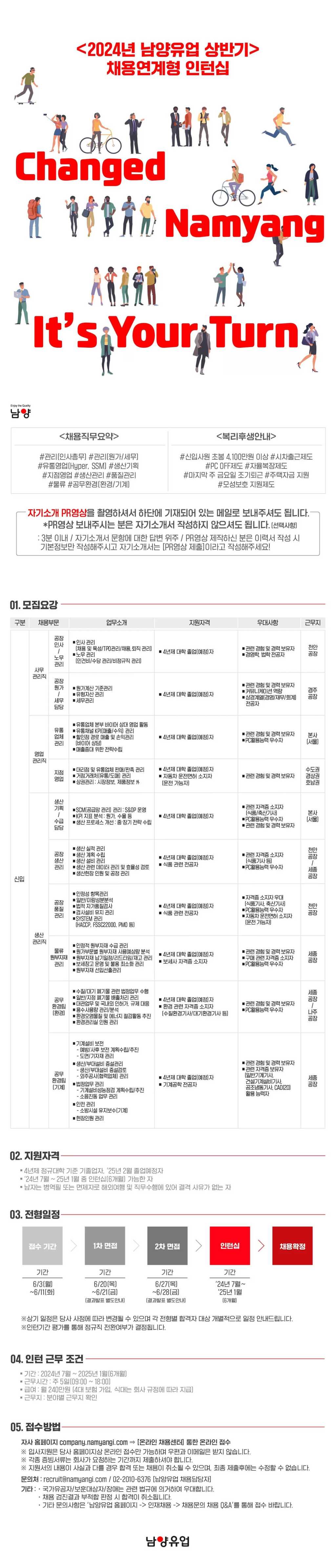 [남양유업] 2024년 상반기 채용연계형 인턴십