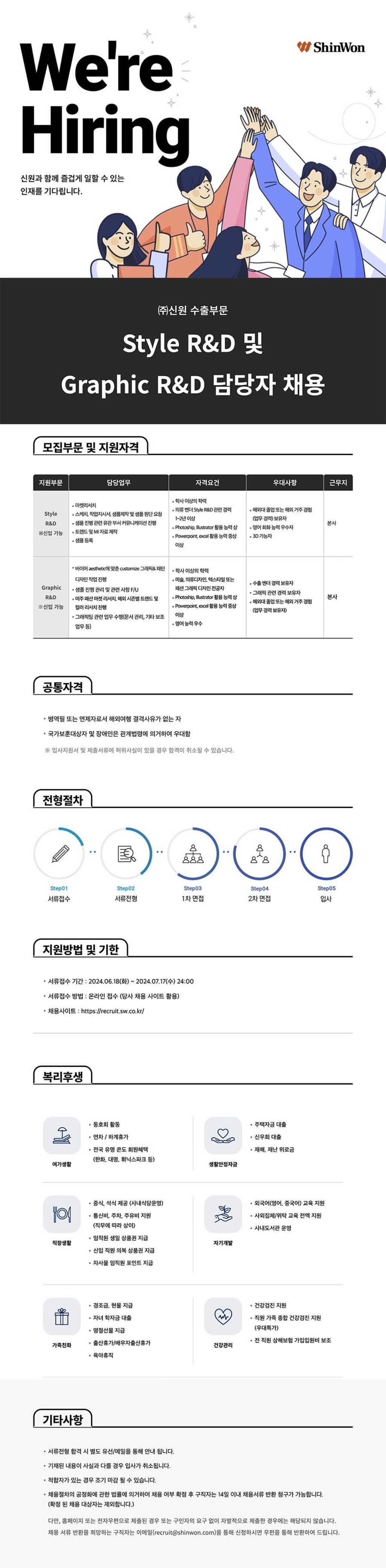 [신원] Style R&D, Graphic R&D 담당자 채용