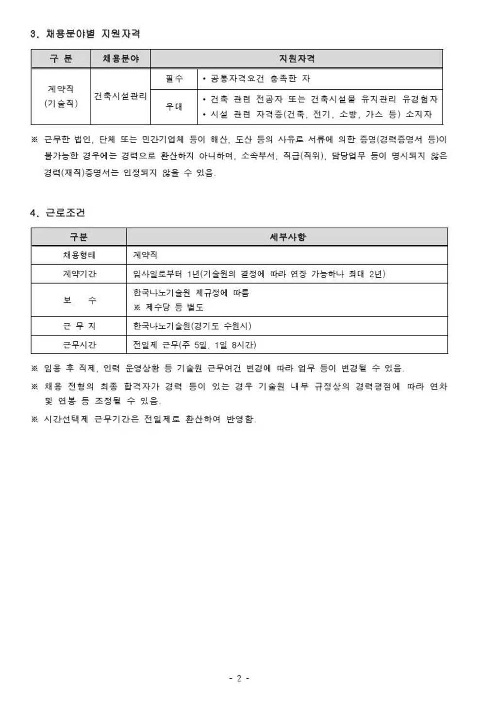 [한국나노기술원] 2024년 제6차 계약직 직원 채용 재공고