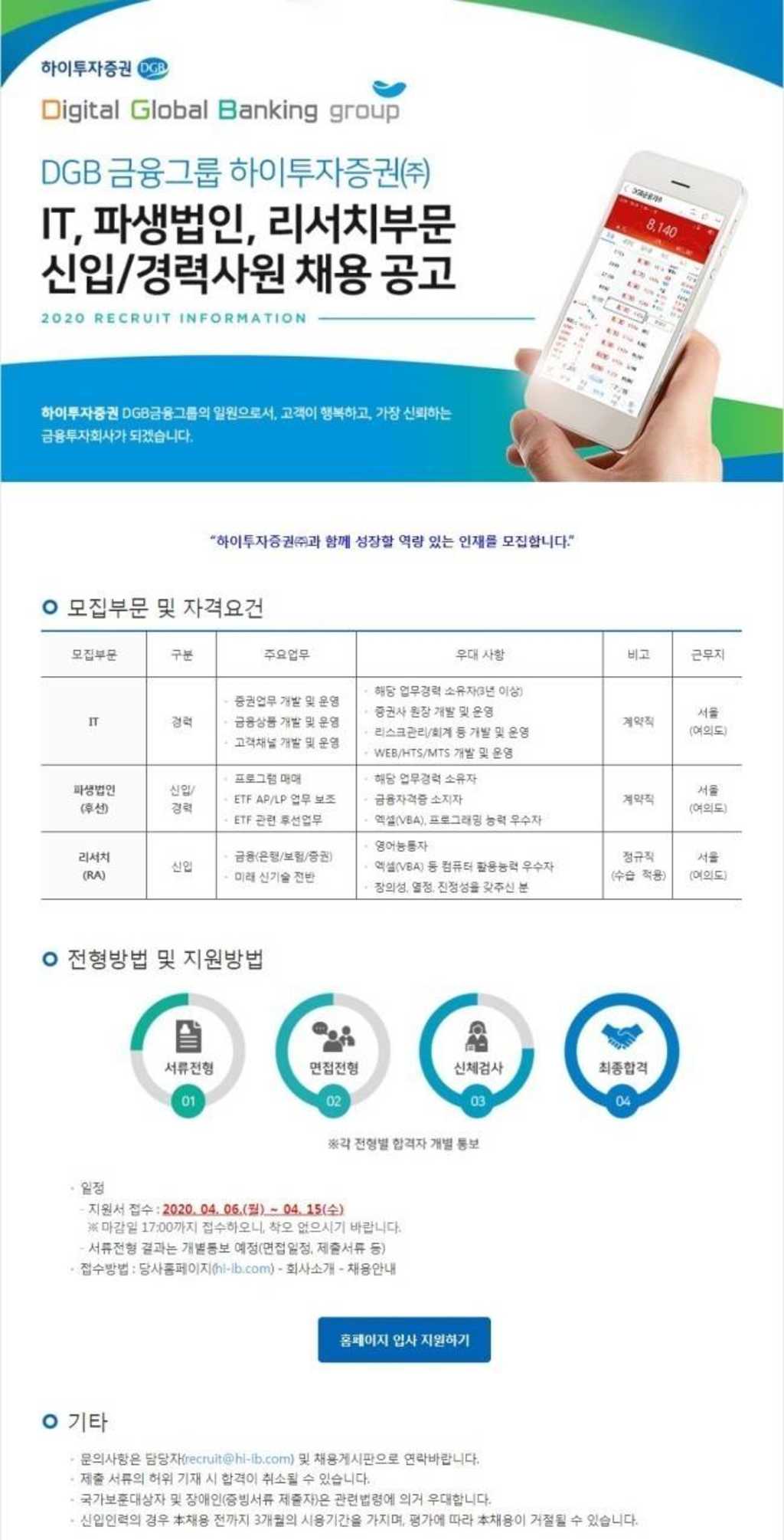 각 부문별 신입/경력사원 채용