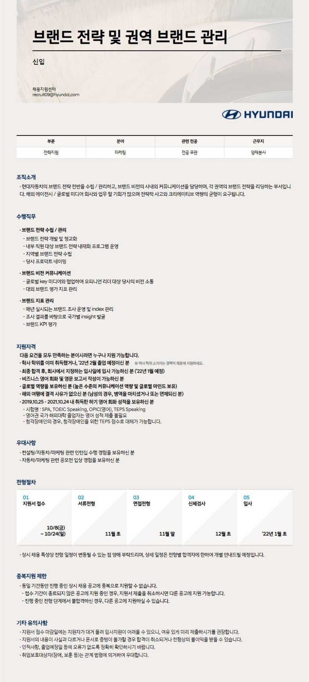 2021년 경영혁신/전략지원 신입사원 채용