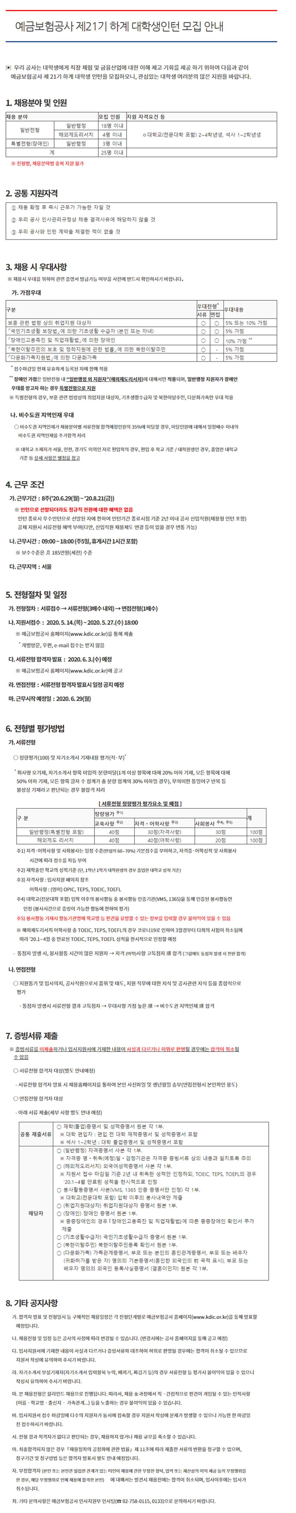 총 25명! 제21기 하계 대학생인턴 채용