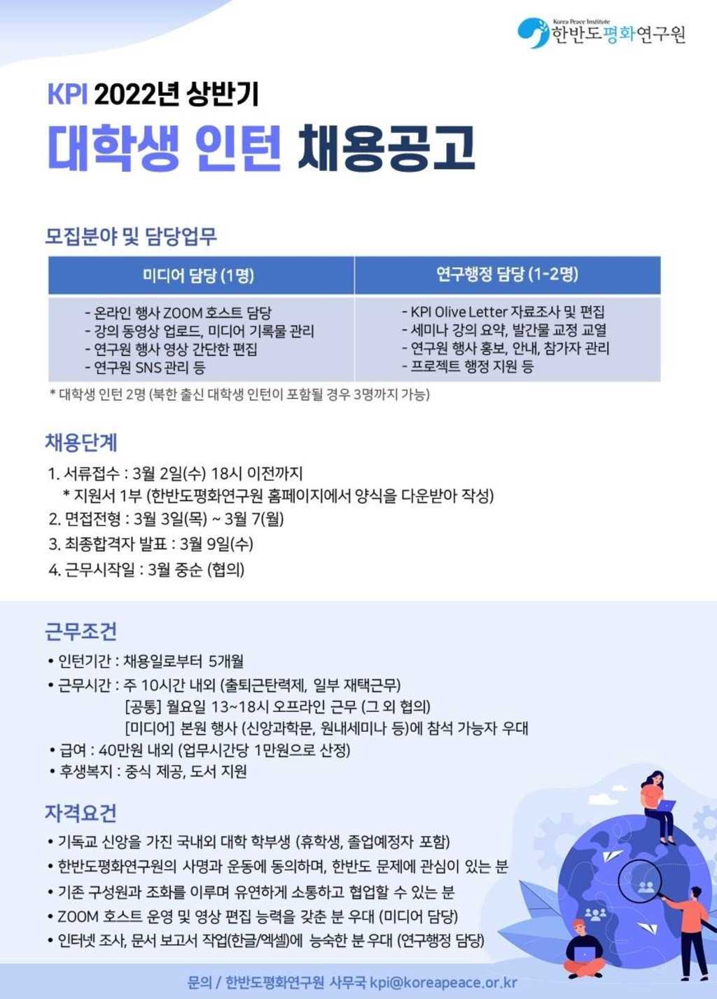 KPI 대학생 인턴 채용 & 대학생 서포터즈 모집 안내