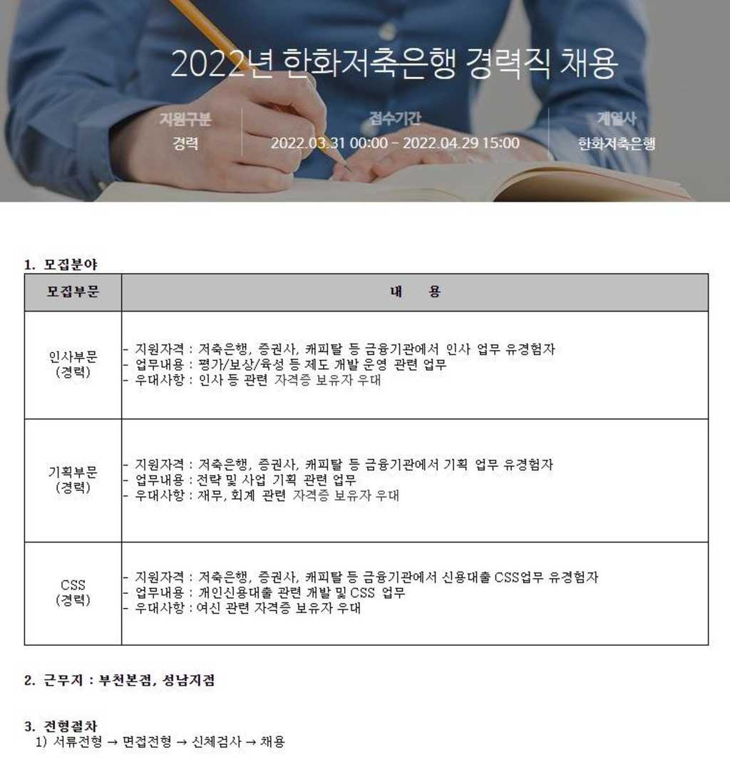 2022년 인사, 기획, CSS 경력직 채용