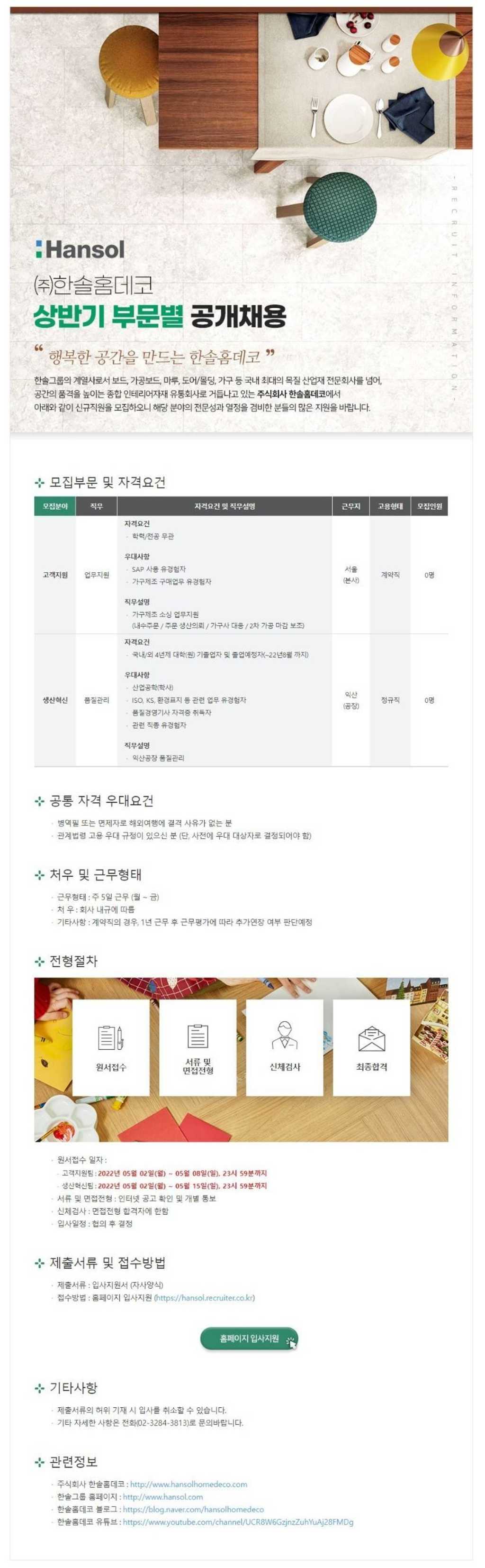 상반기 부문별 신입사원 채용