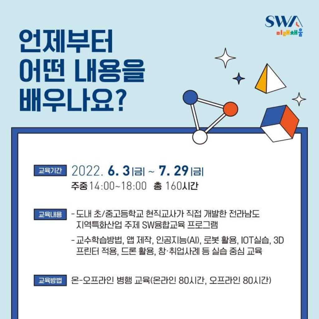 2022년 전라남도 소프트웨어(SW)교육 전문강사 양성과정 교육생 모집