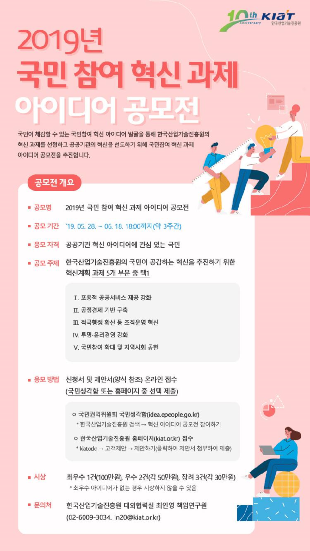 한국산업기술진흥원 2019년 국민 참여 혁신과제 아이디어 공모전