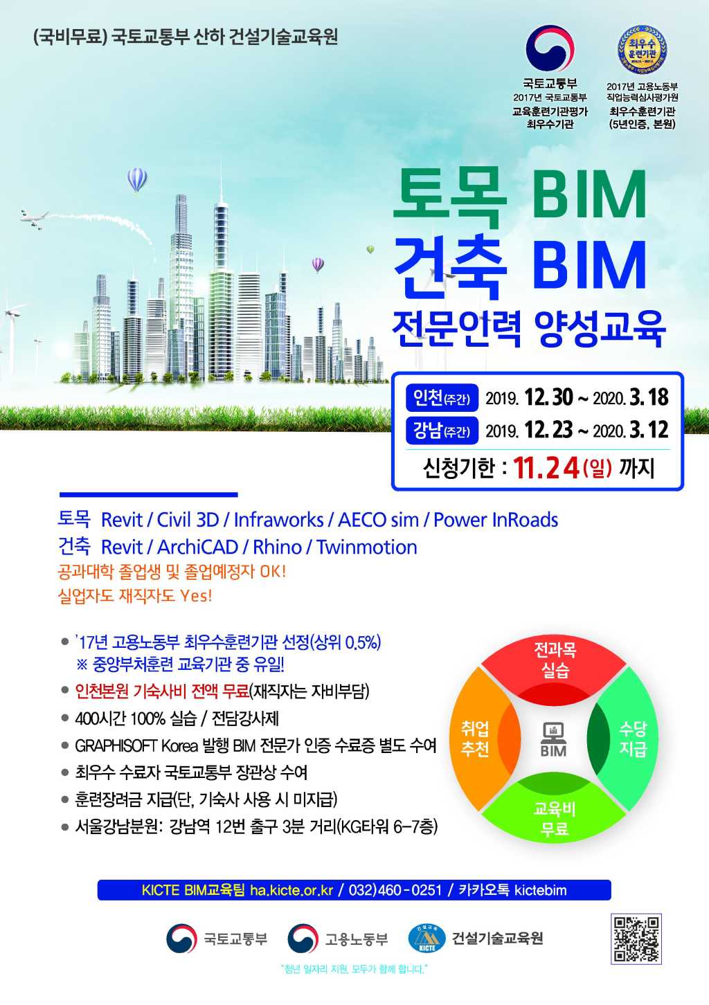 (재단)건설기술교육 토목 BIM 건축 BIM 전문인력 양성교육 참가자 모집