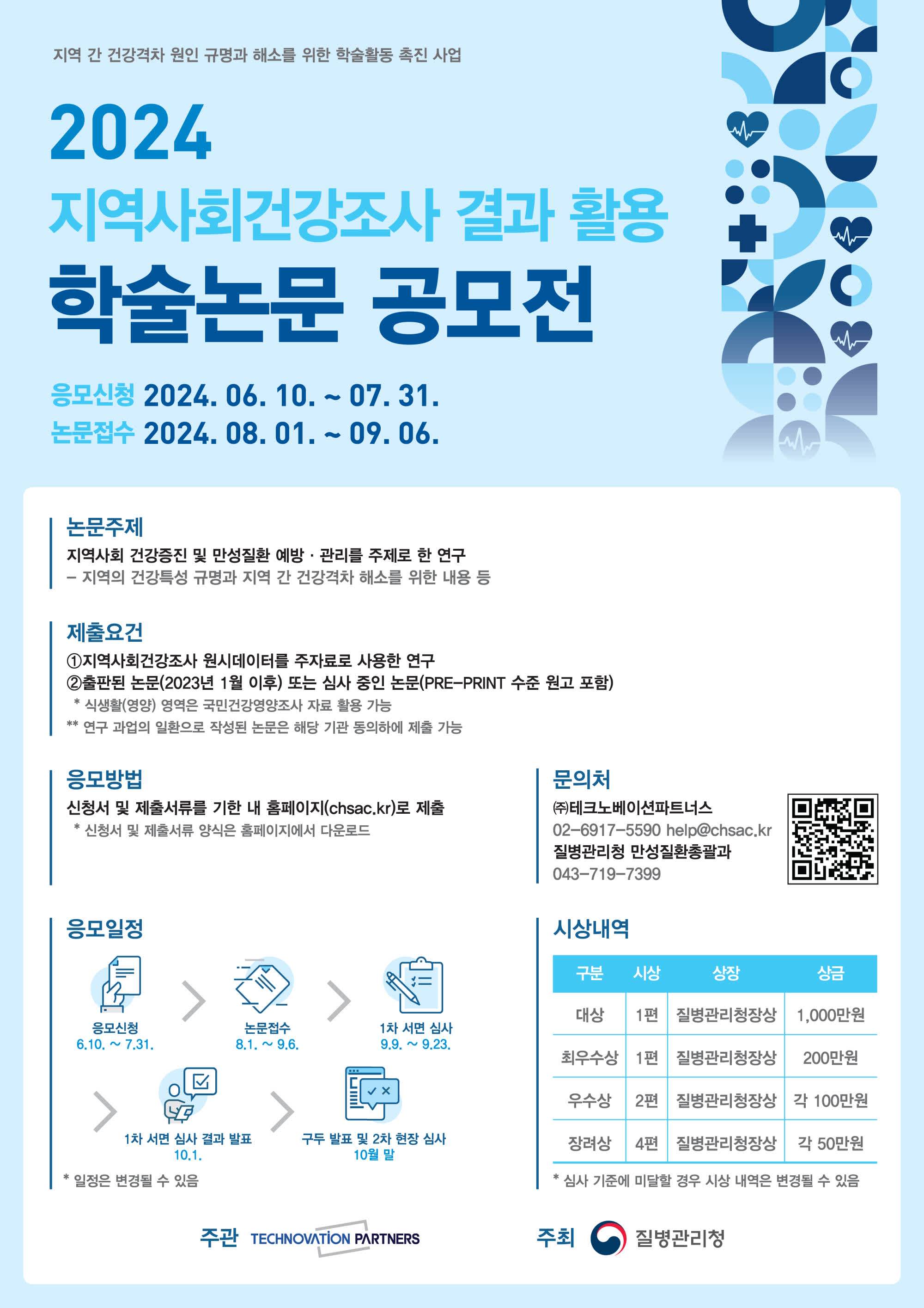 2024년 지역사회건강조사 결과 활용 학술논문 공모전