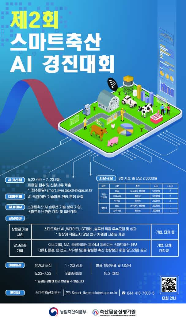 [축산물품질평가원] 제2회 스마트축산 AI 경진대회 공고 (~7/23)