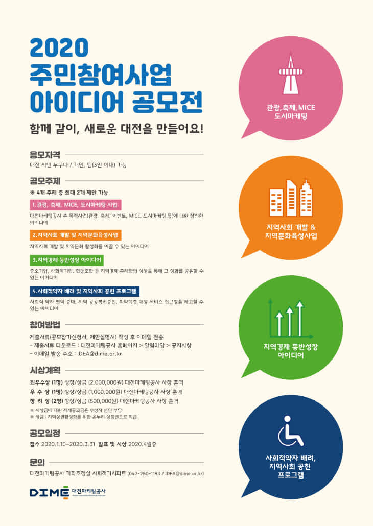 대전마케팅공사 2020 주민참여사업 아이디어 공모전