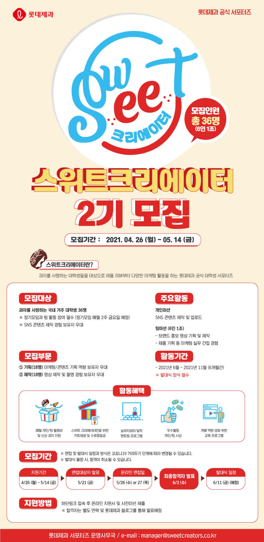 롯데제과 공식 서포터즈 ‘스위트 크리에이터‘ 2기 모집