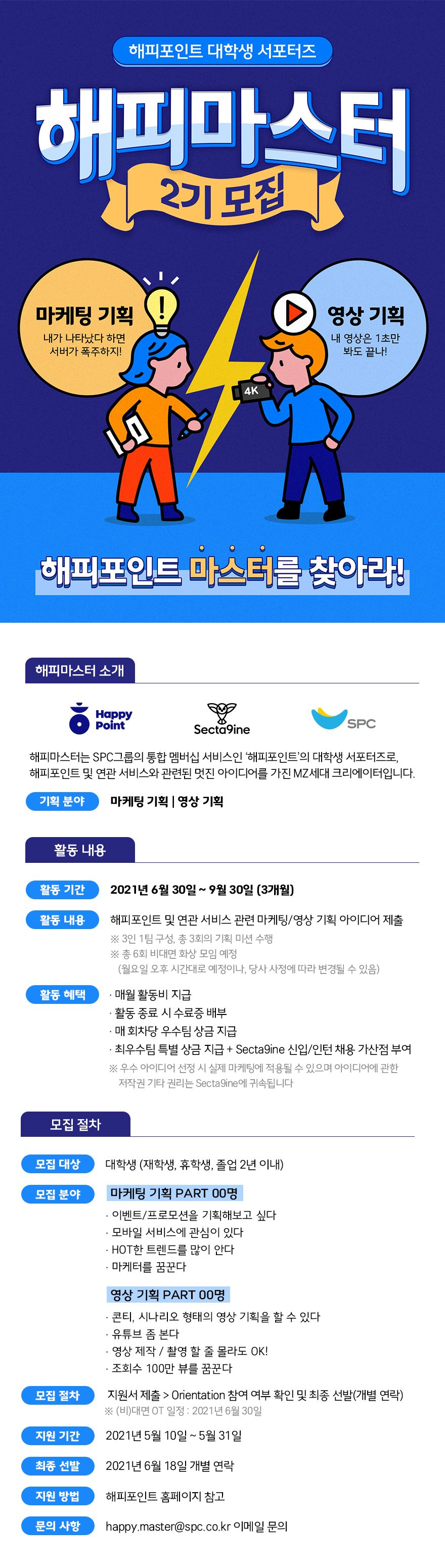 SPC 해피포인트 대학생 서포터즈 해피마스터 2기 모집