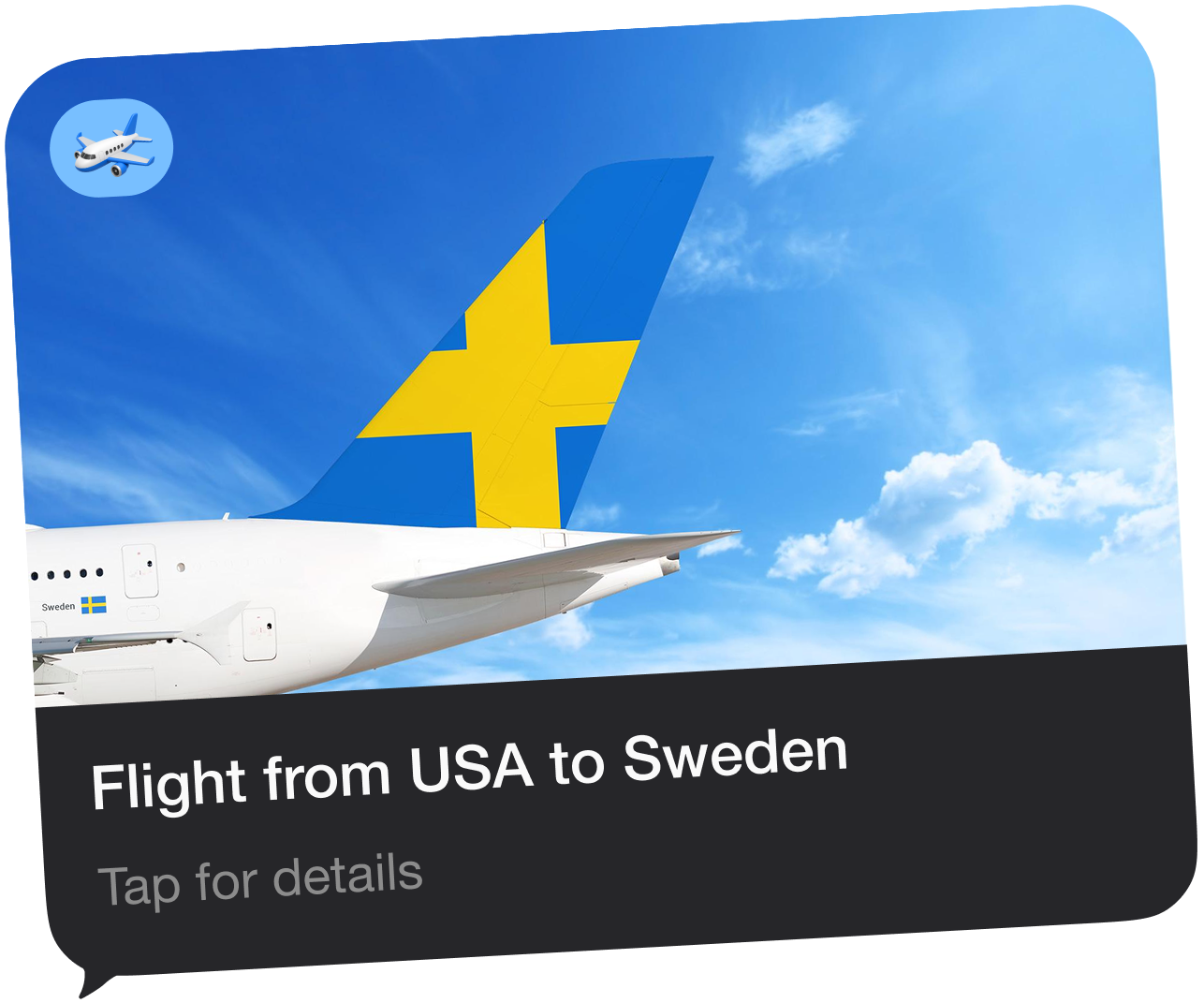 Flight from USA to Sweden
