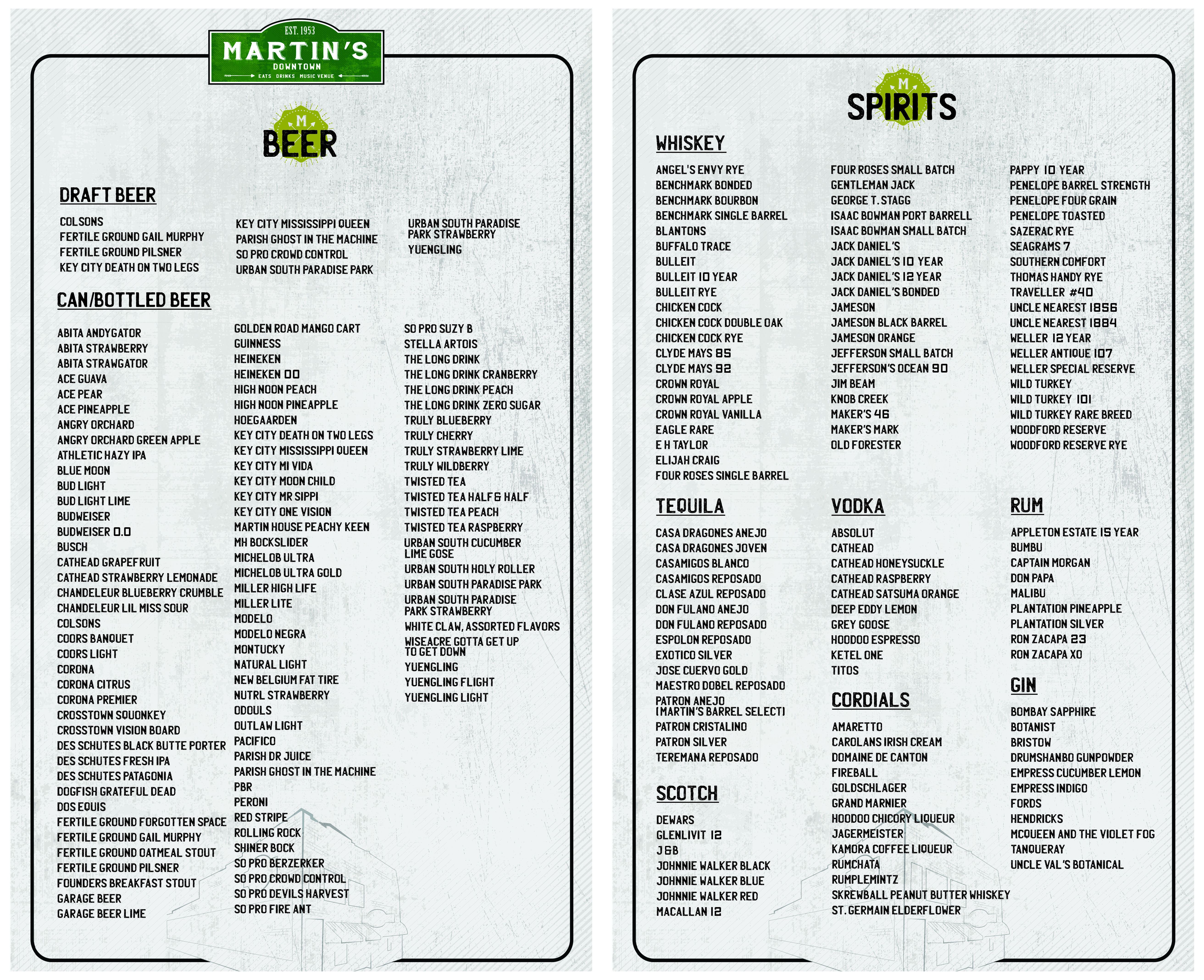 drink menu