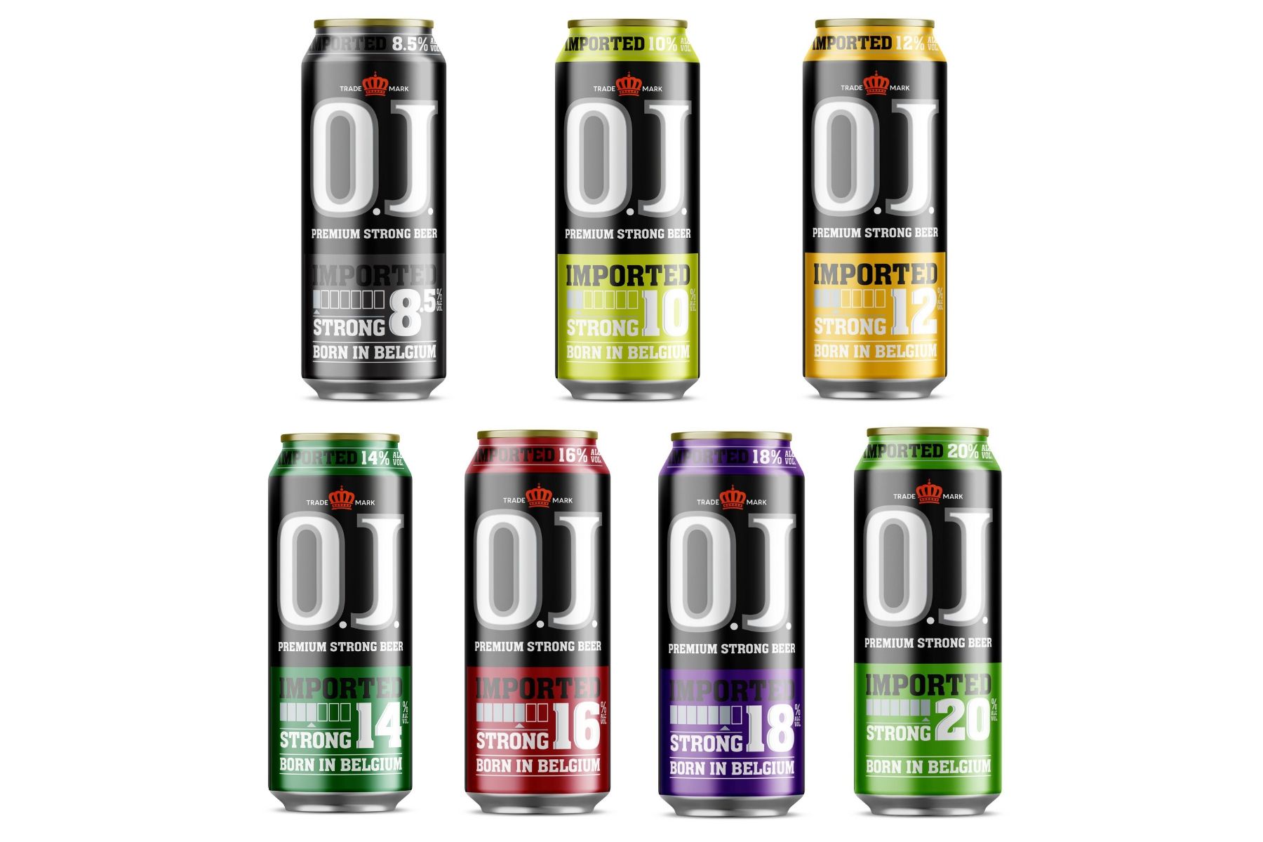 Become a distributor of O.J. Strong Beer. A series of strong tasting, full bodied lagers, ranging from 4% to 20%. 24 cans x 500ml. Premium European quality beer