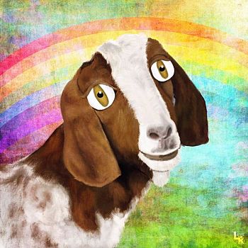 Maddie - Digital Memorial Portrait Painting of Goat