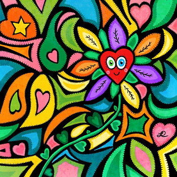 Happy Heart Flower - Digital Painting