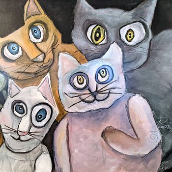 Crazy Kats - Mixed Media Painting