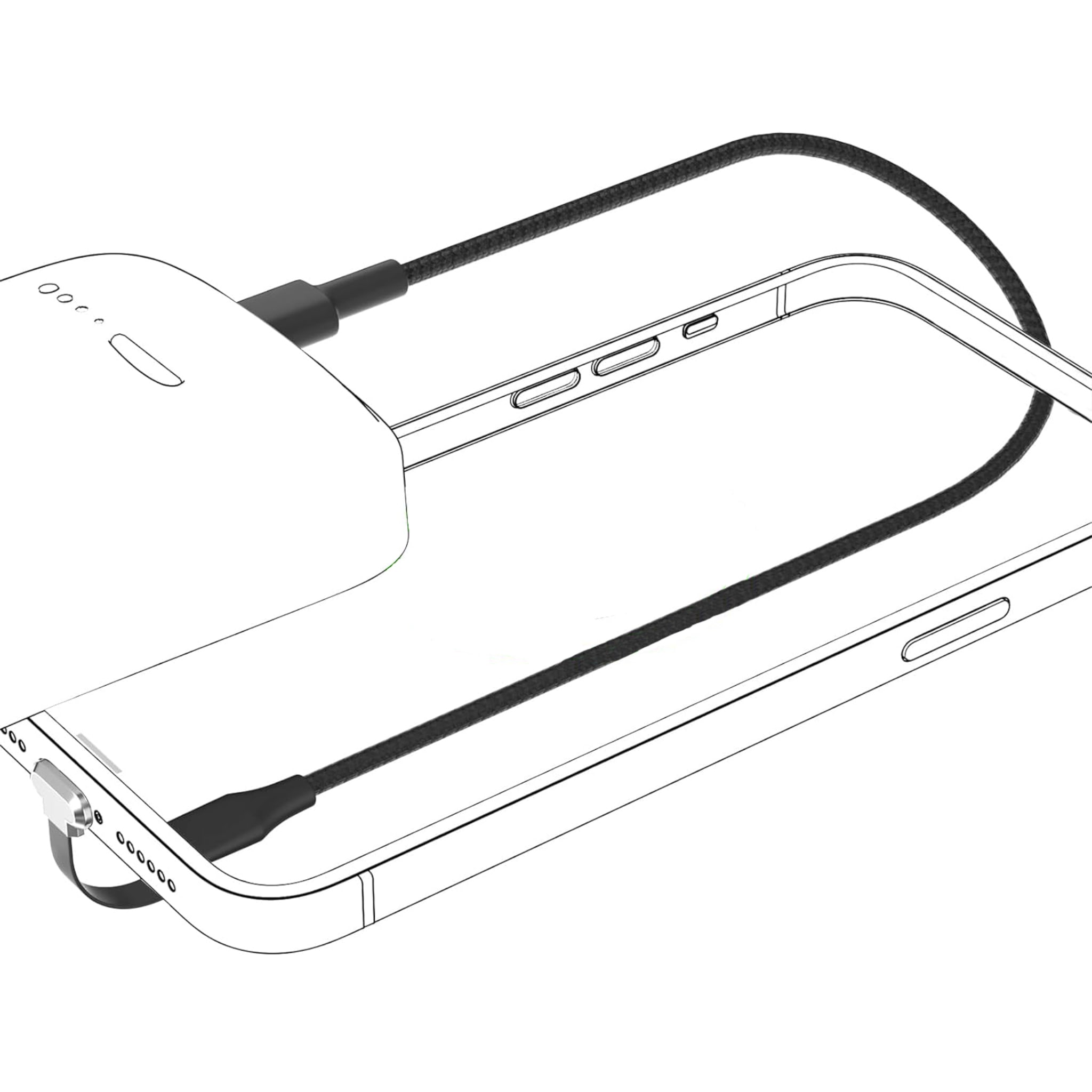 DbillionDa 90-degree USB-C Charging Cable 12in