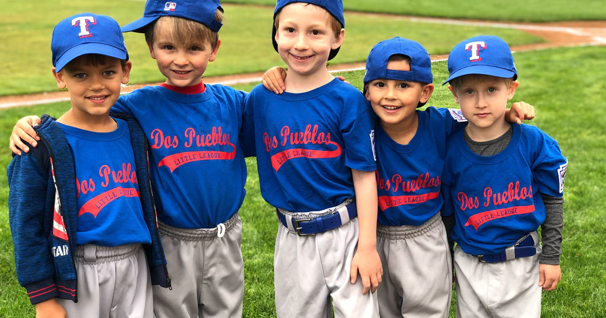 Outdoor Group Shot of Children Wearing Baseball Uniforms, Little League