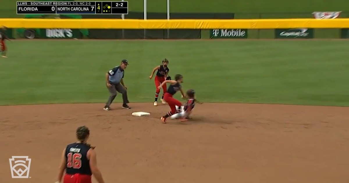 Tinley Shell throws out a runner Little League