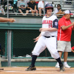 challenger game - batter about to run to first base