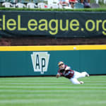 new england outfielder diving catch