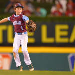 NE outfield throwing to base