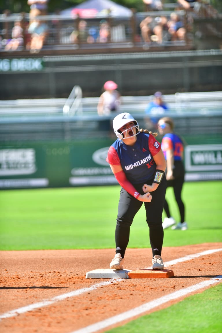 Ella Twilley Celebrates after getting on base!