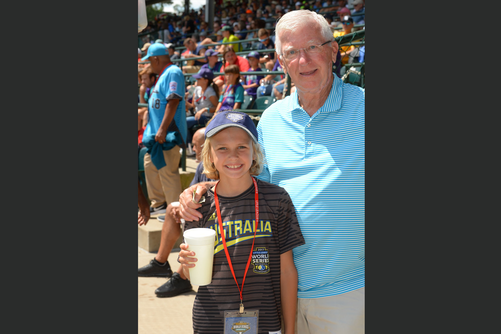 grandfather and grandson baseball game