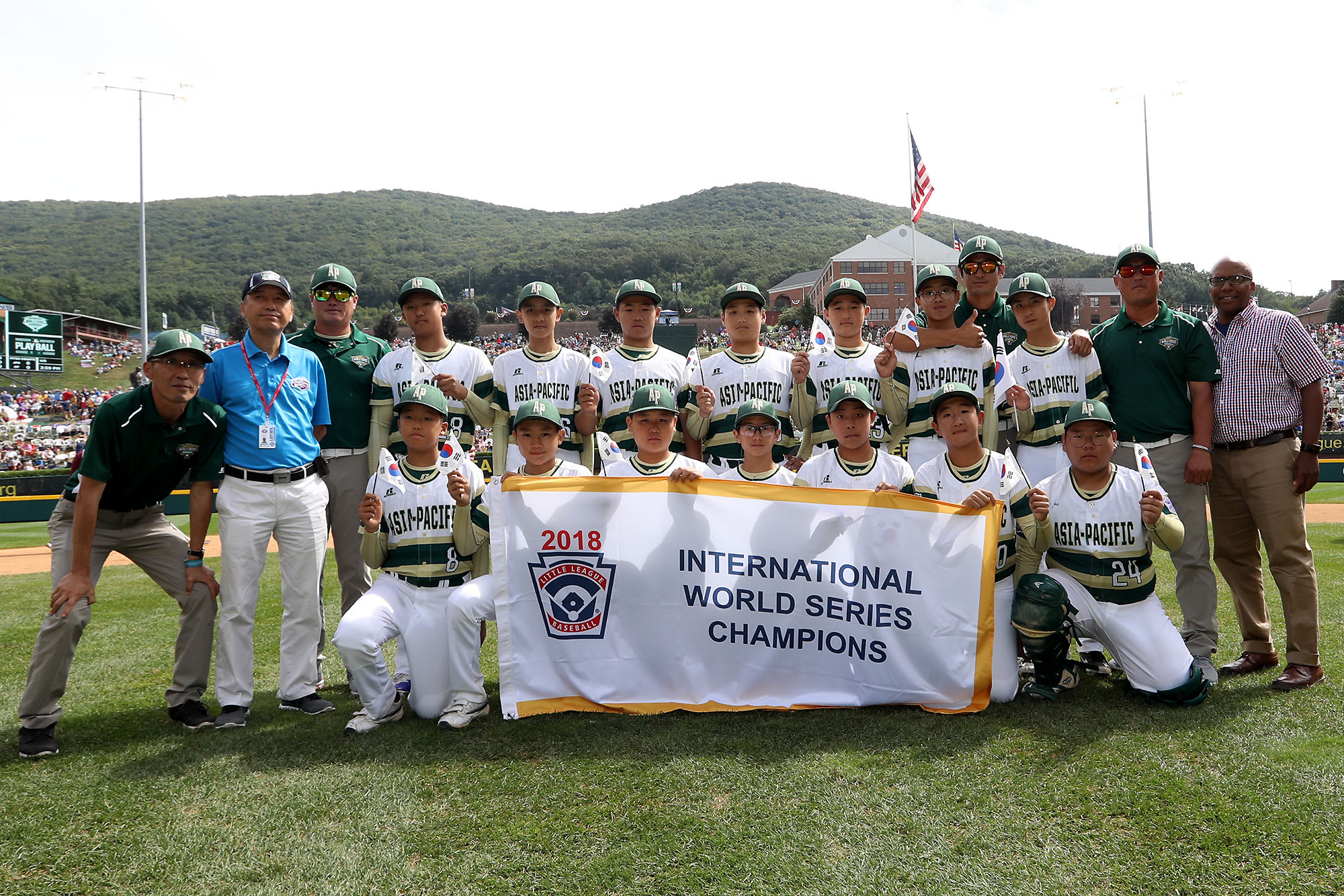 ap team photo with banner