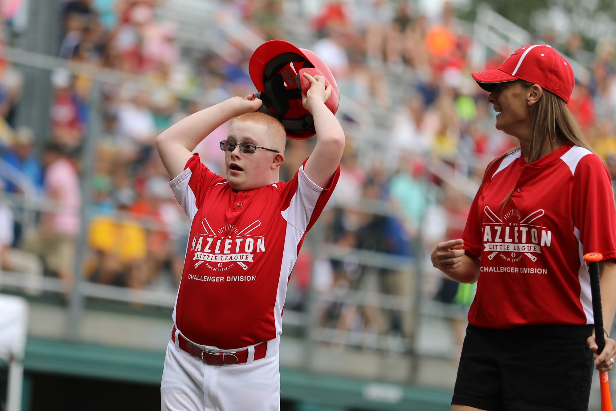 challenger game - player celebrating at homeplate