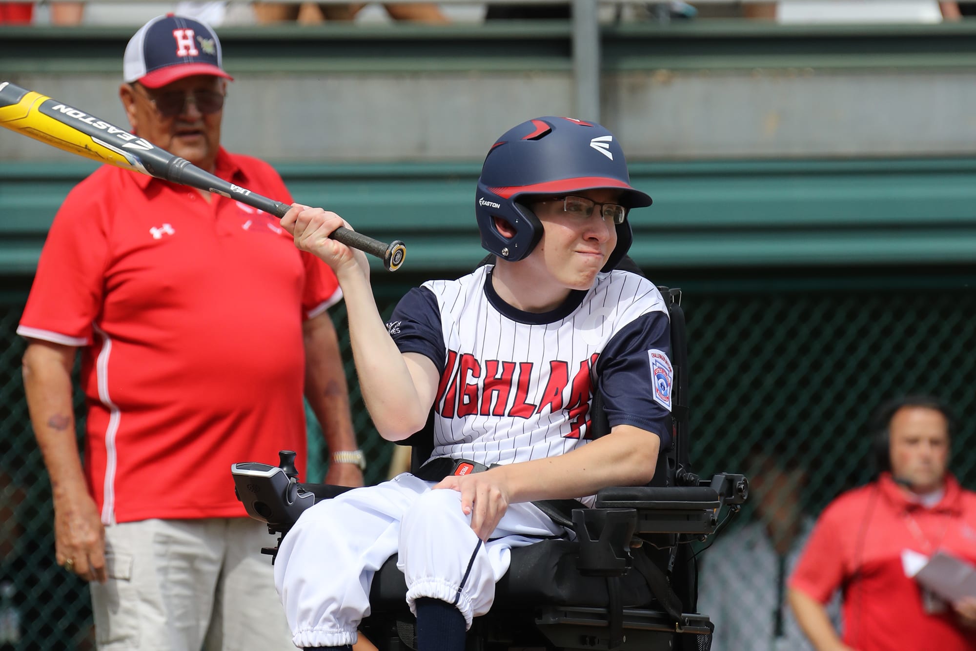 challenger game - player in wheelchair hitting ball