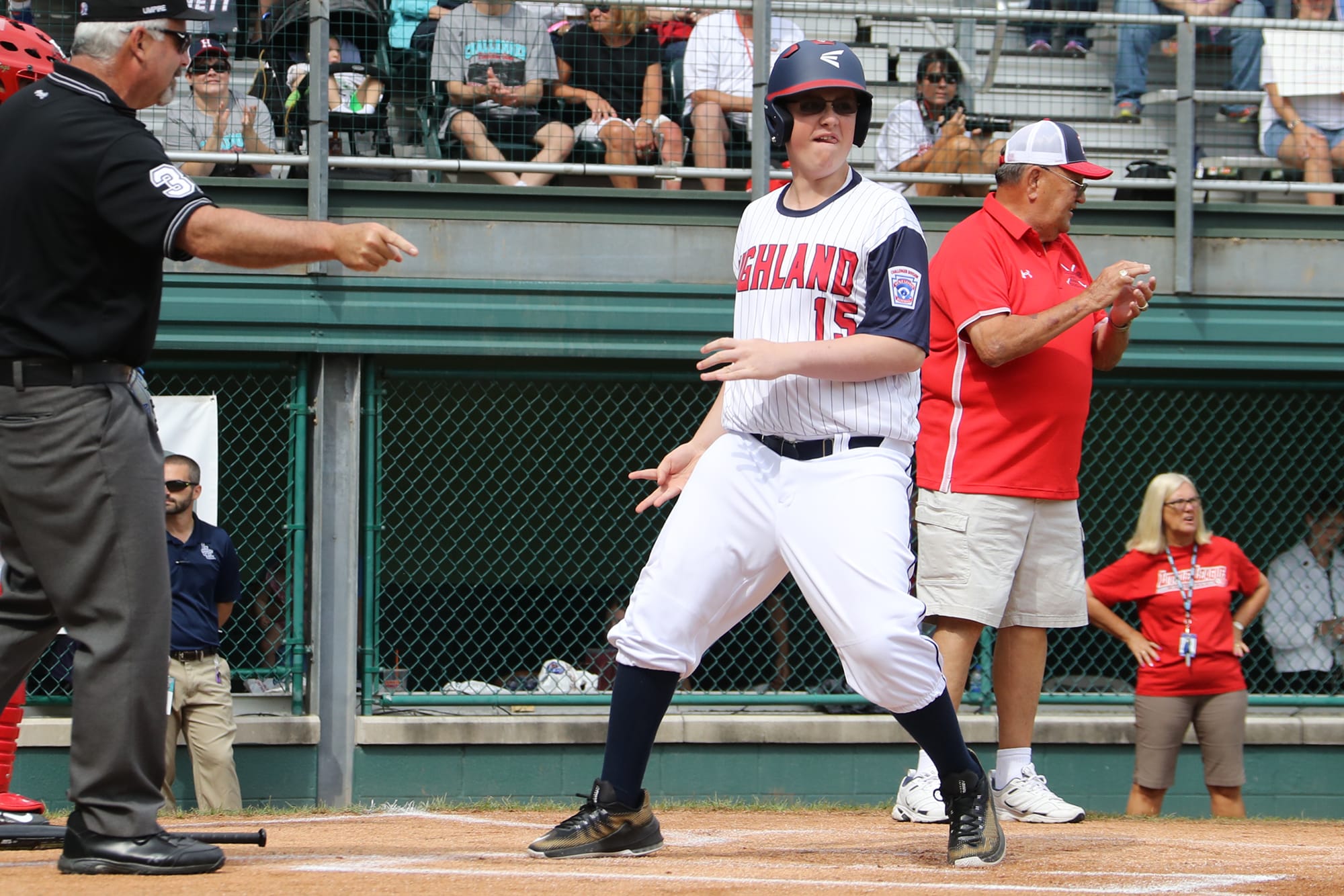 challenger game - batter about to run to first base