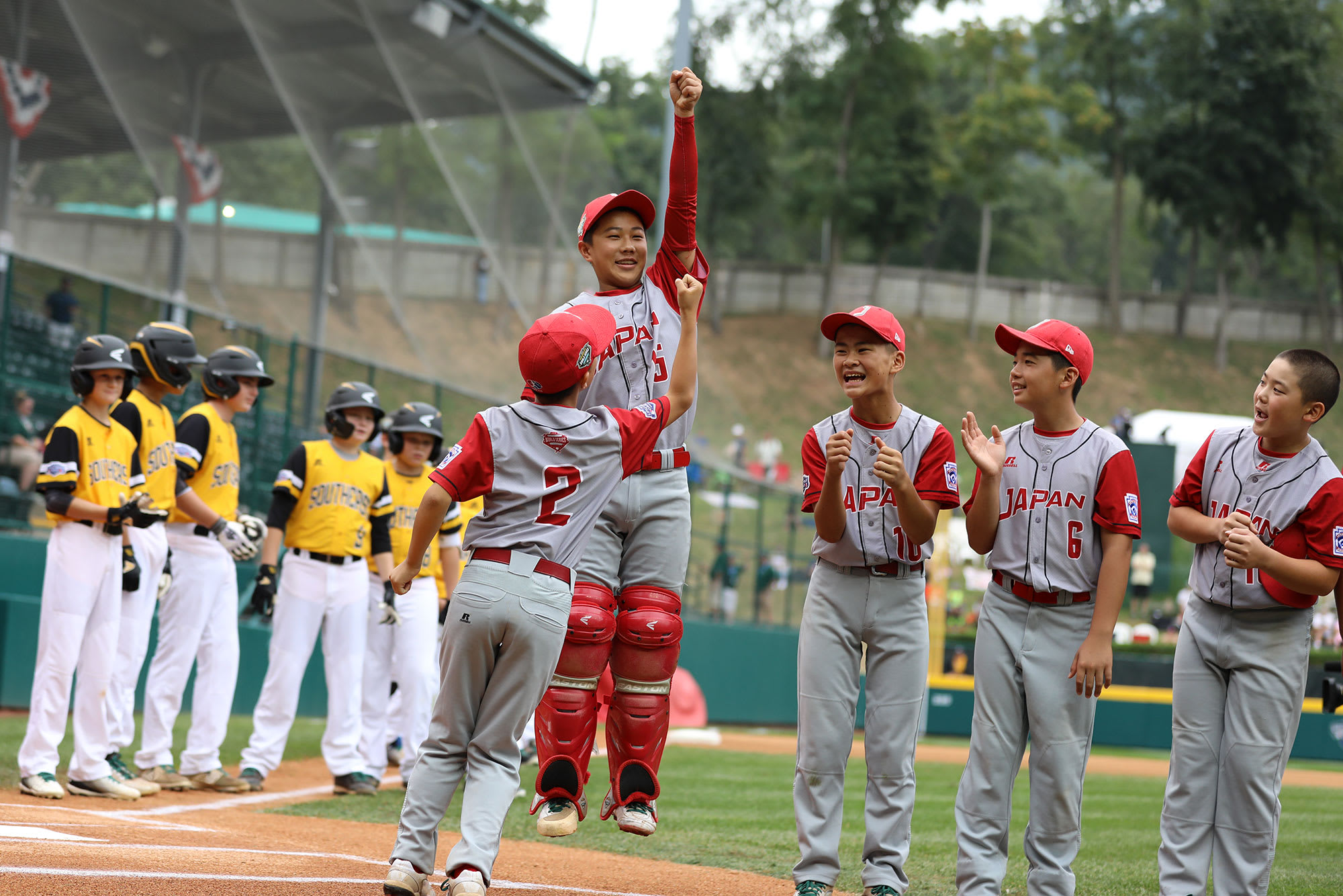 japan team laughing during lineup