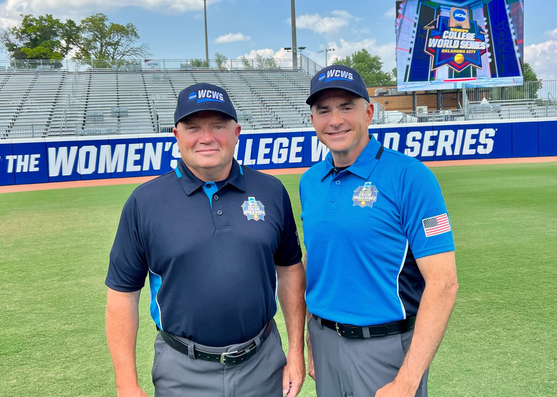 Robbie Guest + Don Brown at the 2023 NCAA Women's College World Series