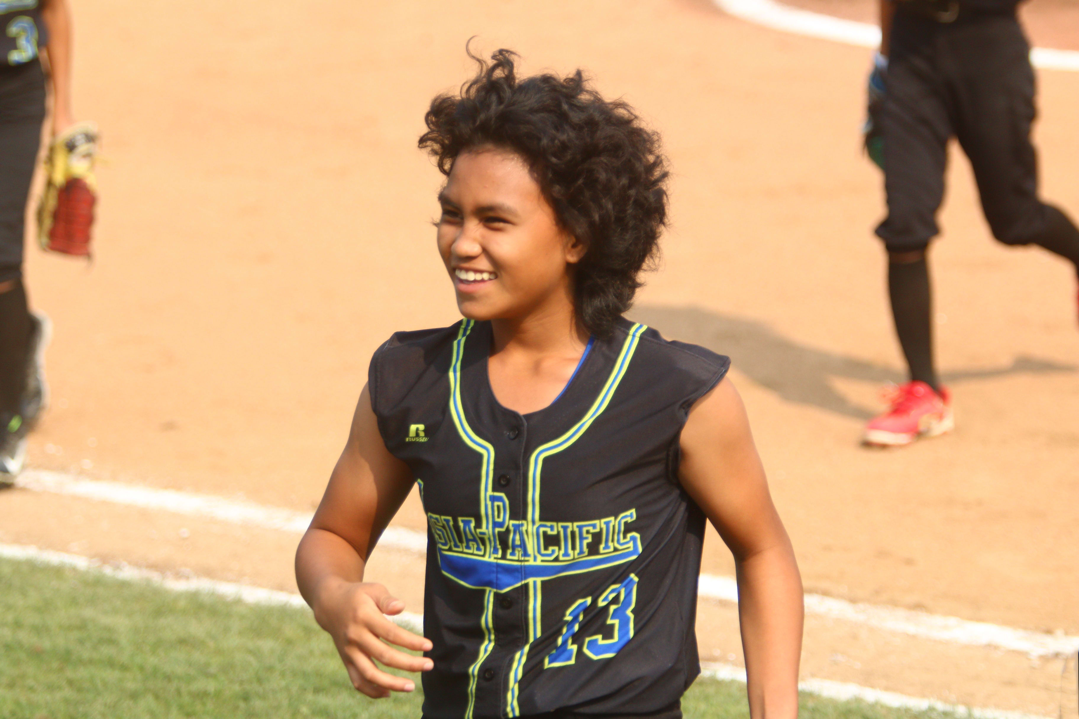 softball player smiling