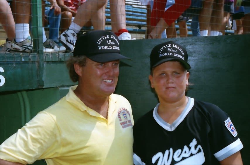 Jeff Burroughs and his son, Sean, at the Little League Baseball World Series