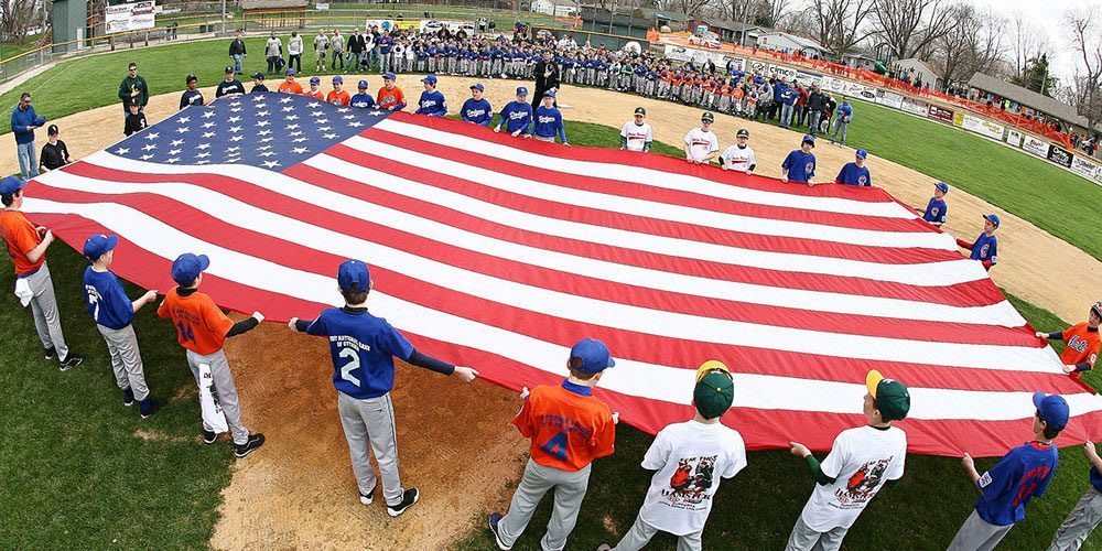 players holding flag