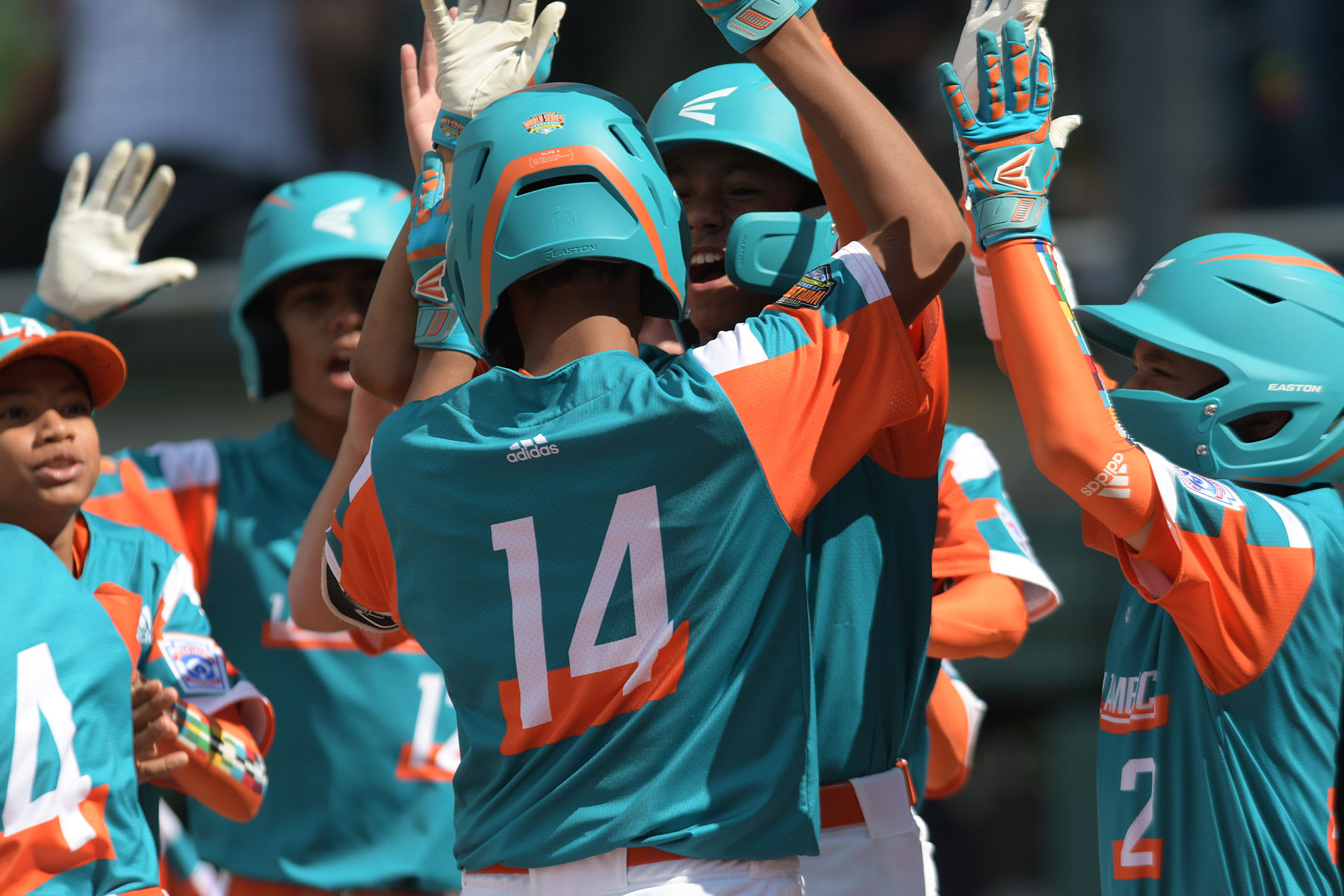 la team celebrating home run