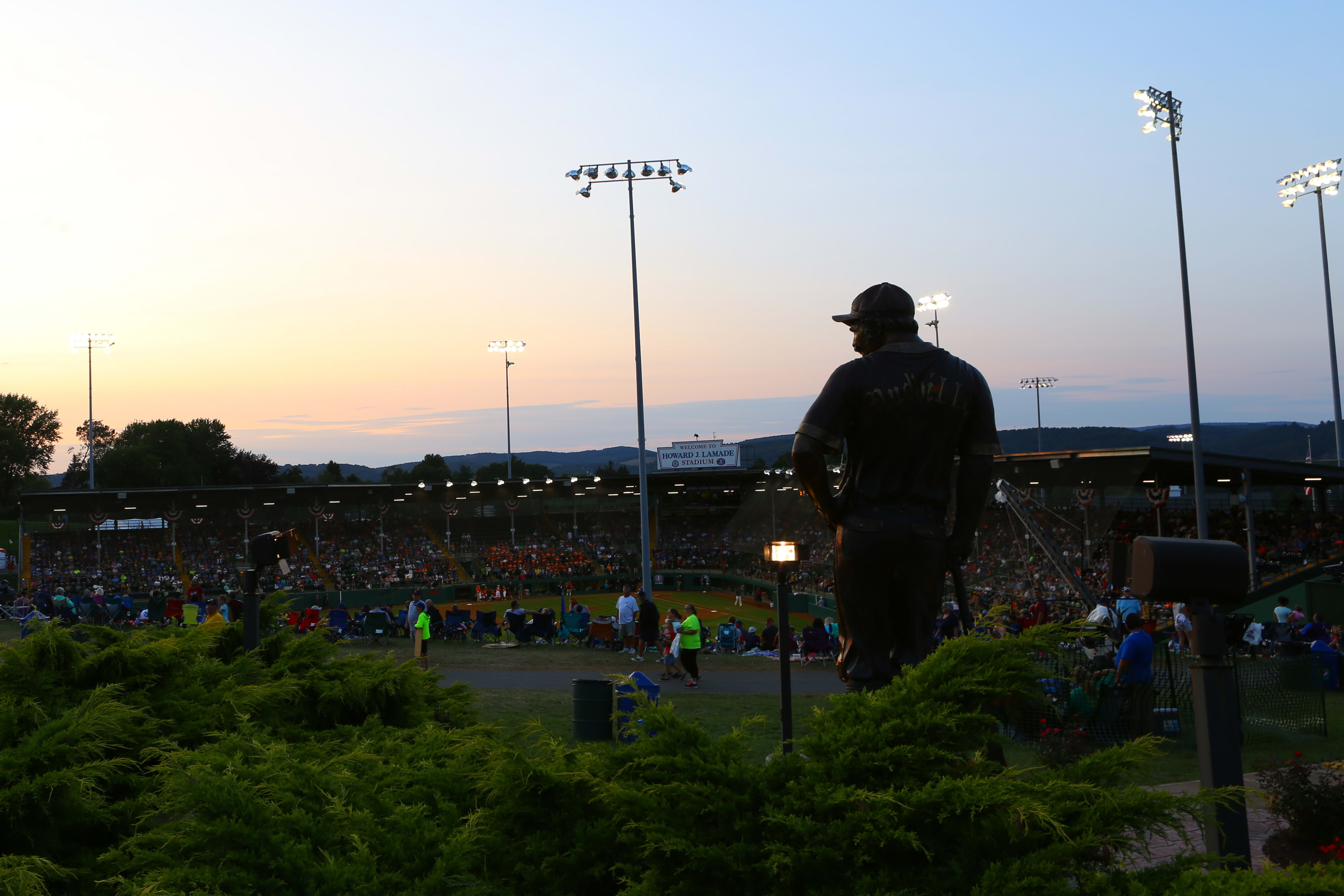 Casey at the Bat Statue overlooking Lamade Stadium